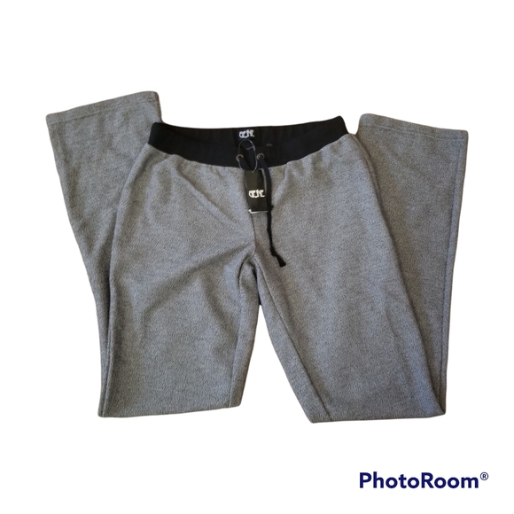 Besne Drawstring Track Jogger Pants W Back Pockets. Black/Gray Women's XL - Picture 3 of 8